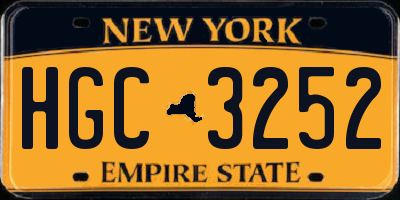 NY license plate HGC3252