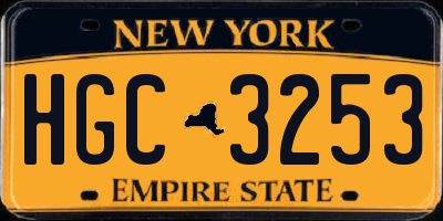 NY license plate HGC3253