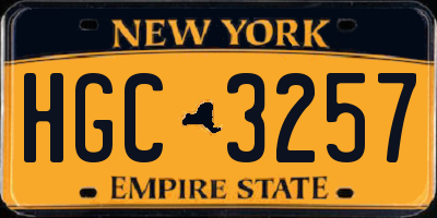 NY license plate HGC3257