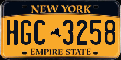 NY license plate HGC3258