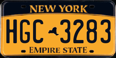 NY license plate HGC3283