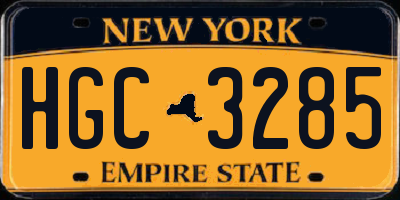 NY license plate HGC3285