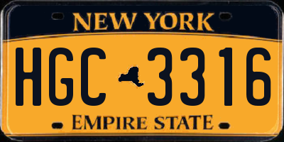 NY license plate HGC3316