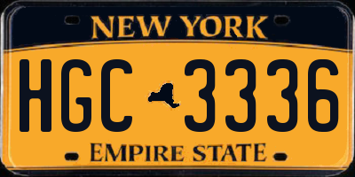 NY license plate HGC3336