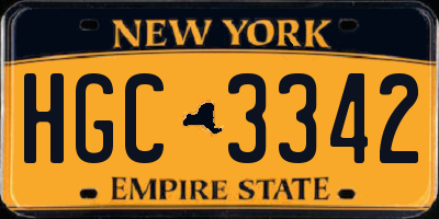 NY license plate HGC3342