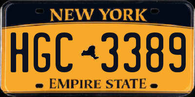 NY license plate HGC3389