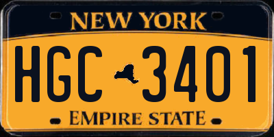 NY license plate HGC3401