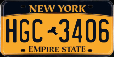 NY license plate HGC3406