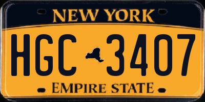 NY license plate HGC3407