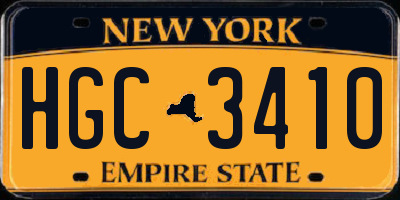 NY license plate HGC3410