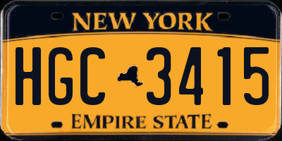 NY license plate HGC3415