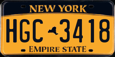 NY license plate HGC3418