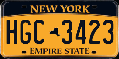 NY license plate HGC3423