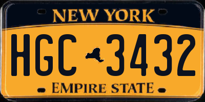 NY license plate HGC3432