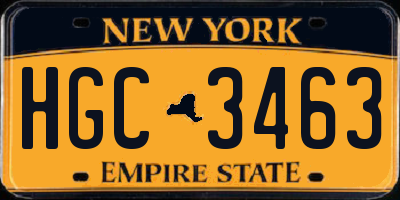 NY license plate HGC3463