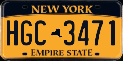 NY license plate HGC3471