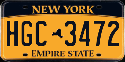 NY license plate HGC3472