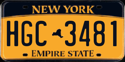 NY license plate HGC3481