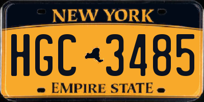 NY license plate HGC3485