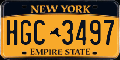 NY license plate HGC3497
