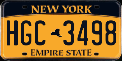 NY license plate HGC3498