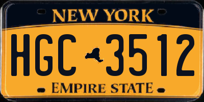 NY license plate HGC3512