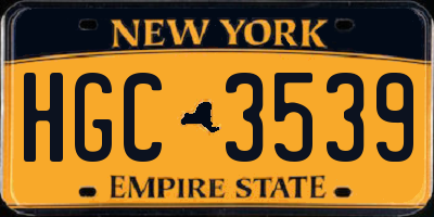 NY license plate HGC3539