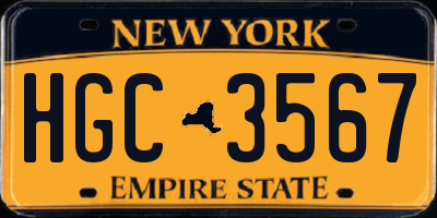 NY license plate HGC3567