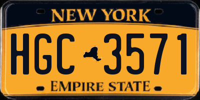 NY license plate HGC3571