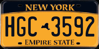 NY license plate HGC3592