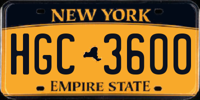 NY license plate HGC3600