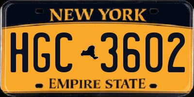 NY license plate HGC3602