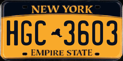 NY license plate HGC3603