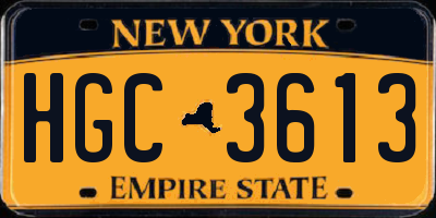 NY license plate HGC3613