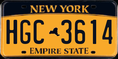 NY license plate HGC3614