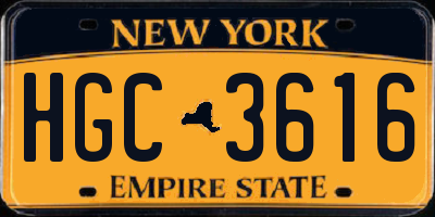 NY license plate HGC3616