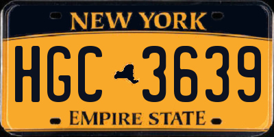 NY license plate HGC3639