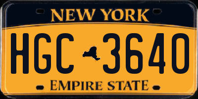 NY license plate HGC3640