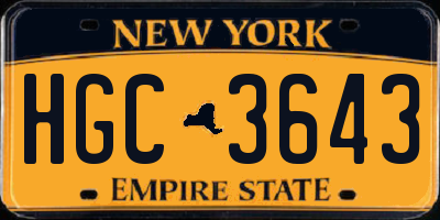 NY license plate HGC3643