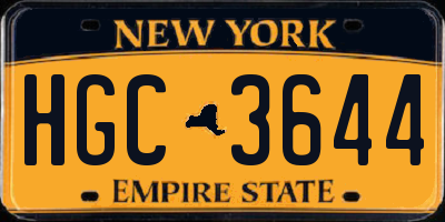 NY license plate HGC3644