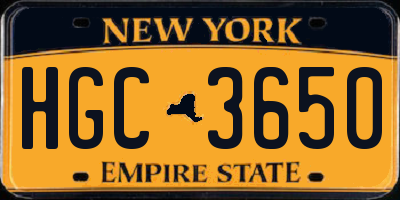 NY license plate HGC3650