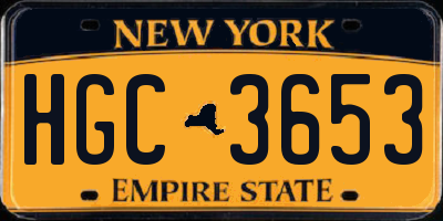 NY license plate HGC3653
