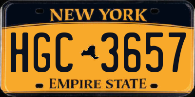 NY license plate HGC3657