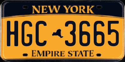 NY license plate HGC3665