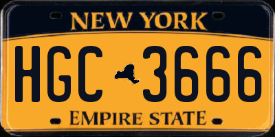 NY license plate HGC3666