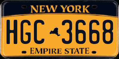 NY license plate HGC3668