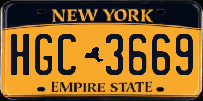 NY license plate HGC3669