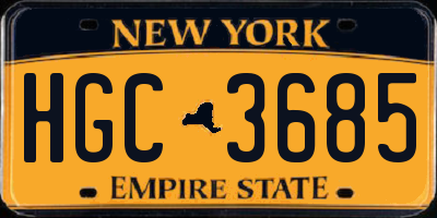 NY license plate HGC3685