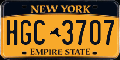 NY license plate HGC3707