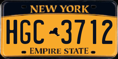 NY license plate HGC3712